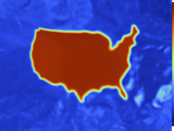 Thermogram of an Outline Map of the Continental USA Showing the Temperature