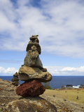 Stone Cairns  Nakalele Point Along Kahekili Highway (Route 30)  Pacific Ocean  Maui  Hawaii  USA