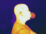 Thermogram Showing a Man Blowing a Bubble