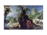 Jacob Setting the Peeled Rods before the Flocks of Laban (Oil on Canvas)
