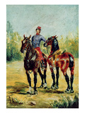 Two Horses and a Groom  1880 (Oil on Canvas)