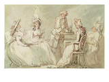 A Tea Party (Pen and Ink  Pencil and W/C on Paper Laid on Mount) (Recto of 238964)