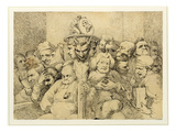 Literary Characters Assembled around the Medallion of Shakespeare  1776 (Pen and Black in on Paper)