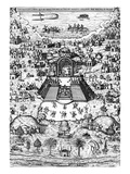 View of Mexico City from 'Rhetorica Christiana'  by Didacus (Diego) Valades  Printed in 1579