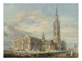 North-East View of Grantham Church  Lincolnshire  C1797 (W/C over Graphite on Paper)