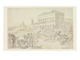 Doctor Syntax Loses His Money on the Race Ground at York (Pen and Ink with W/C on Paper)