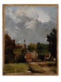 East Bergholt Church from Church Street (Oil on Paper on Panel)