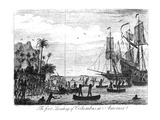 The First Landing of Columbus at America (Engraving) (B&W Photo)
