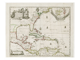 A New Map of the English Plantations in America  1673 (Coloured Engraving)