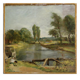 Flatford Lock  1810-11 (Oil on Paper on Canvas)