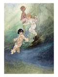 Untitled Watercolour  Children Underwater with an Elf