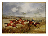 A Steeplechase  Near the Finish (Oil on Canvas)