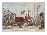 Hunting the Bull  1817 (Colour Etching)