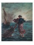 Christ Walking on Water and Reaching Out His Hand to Save Saint Peter (Oil on Canvas)