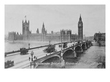 Westminster Bridge and the Houses of Parliament  C1902 (B/W Photo)