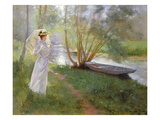A Walk by the River  1890 (Oil on Canvas)