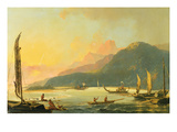 Tahitian War Galleys in Matavai Bay  Tahiti  1766 (Oil on Canvas)