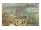 A View of Boppart  with Figures on the River Bank  1819