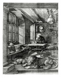 St Jerome in His Study  1514 (Engraving)