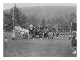 Queen Victoria Presenting Colours to the Cameron Highlanders  1873 (B/W Photo)