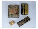 Writing Case Decorated with a Cockerel  Writing Case with a Bamboo Design and a Kobako