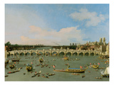 Westminster Bridge  London  with the Lord Mayor's Procession on the Thames (Oil on Canvas)