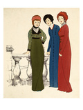 Three Ladies in Dresses (Colour Lithograph)