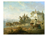 A Stage Coach on a Country Road  1792 (Oil on Panel)