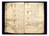 Ms 422 Fol27V and 28R Path of the Moon across the Constellations  from 'De Natura Rerum'