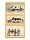 A Dame Blanche Carriage  an Omnibus and Drivers  1815-30 (Gouache on Paper)