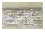 Study of Waves (Grey and Brown Wash  Gouache and Graphite on Paper)