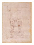 Preparatory Drawing for the Tomb of Pope Julius Ii (1453-1513) (Charcoal on Paper) (Verso)