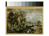 Dedham Lock  C1819-20 (Oil on Paper Laid on Canvas)