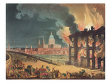 Fire at Albion Mill  Blackfriars Bridge  from Ackermann's 'Microcosm of London' C1808-11