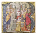 Historiated Initial 'B' Depicting Christ Healing a Possessed Man (Vellum)