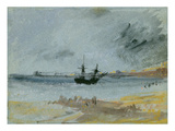 Ship Aground  Brighton  1830 (Black Ink  W/C and Bodycolour on Paper)