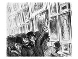 Cartoon of an Artist Being Comforted at the 1859 Paris Salon over the Position of His Work