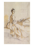 Portrait of a Lady at a Drawing Table (Graphite and Brown Wash on Paper) (Detail of 146389)