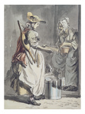 London Cries: a Milkmaid  C1759 (Pen and Ink Brush  W/C and Graphite on Paper)