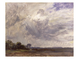 Landscape with Grey Windy Sky  C1821-30 (Oil on Paper Laid Down on Millboard)