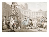 La Place Des Victoires  Paris  C1789 (Pen and Ink and W/C over Graphite on Laid Paper)