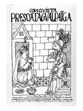 Atahualpa Inca in His Prison at Cajamarca (Woodcut)