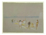 Cricket on the Goodwin Sands (Chalk  W/C and Bodycolour on Paper)