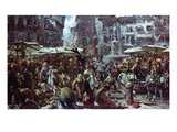 The Market of Verona  1884 (Oil on Panel)