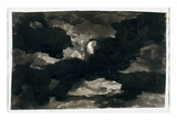 Study of a Clouded Moonlit Sky (Black Wash on Laid Paper)