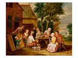 Outside the Inn (Oil on Panel)