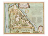 Map Showing the Kremlin  Moscow  1662 (Hand Coloured Etching)