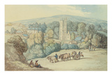 The Church and Village of St Cue  Cornwall  C1812 (Pen and Ink and W/C on Graphite on Paper)