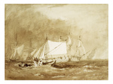 Shipping Scene  with Fishermen  C1815-20 (Brush and Brown Ink on Paper)