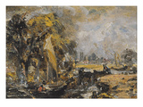 Dedham Lock  C1819 (Oil on Paper Laid on Canvas)
